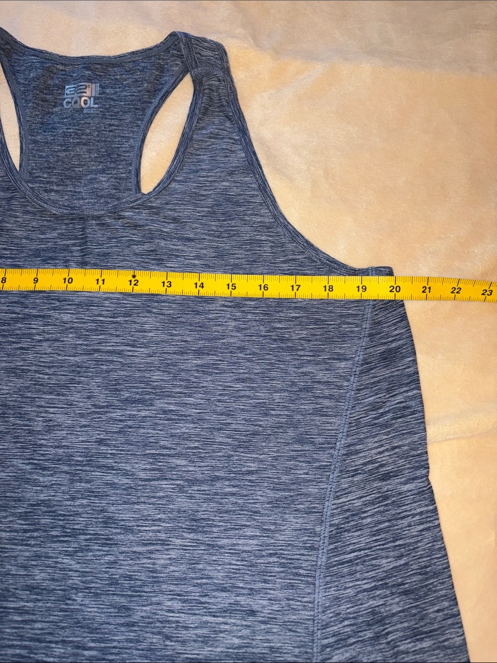 Women’s Space Dye Blue Racerback Tank Top - Picture 3 of 7